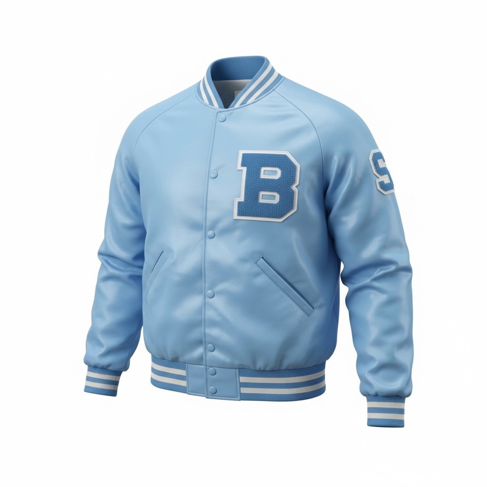 Vintage Vance Hall Sporting Goods Mens Blue Letterman Jacket B Logo‎ Snap Front